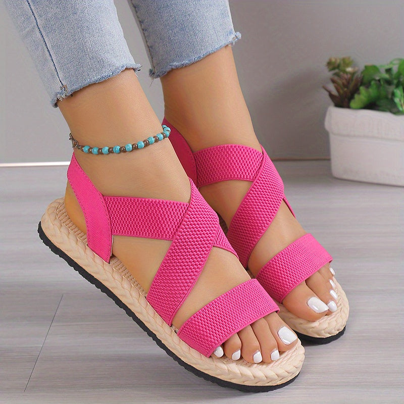 Women Casual Flat Heel Sandals Ankle Strap Slip-On Summer Beach Shoes