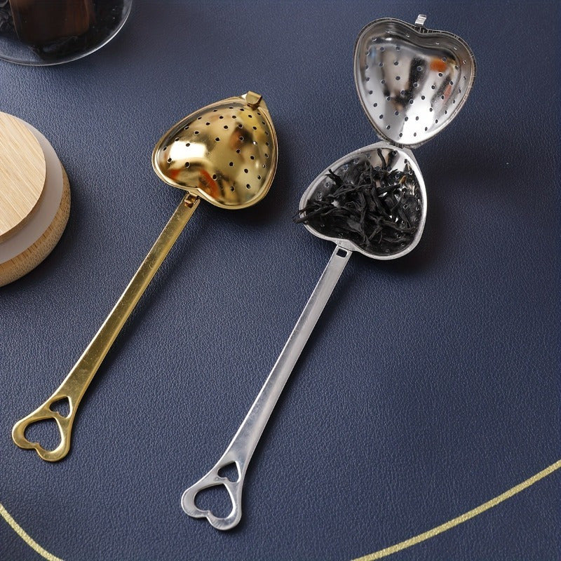 Stainless Steel Heart-Shaped Tea Infuser Long Handle Loose Leaf Tea Strainer