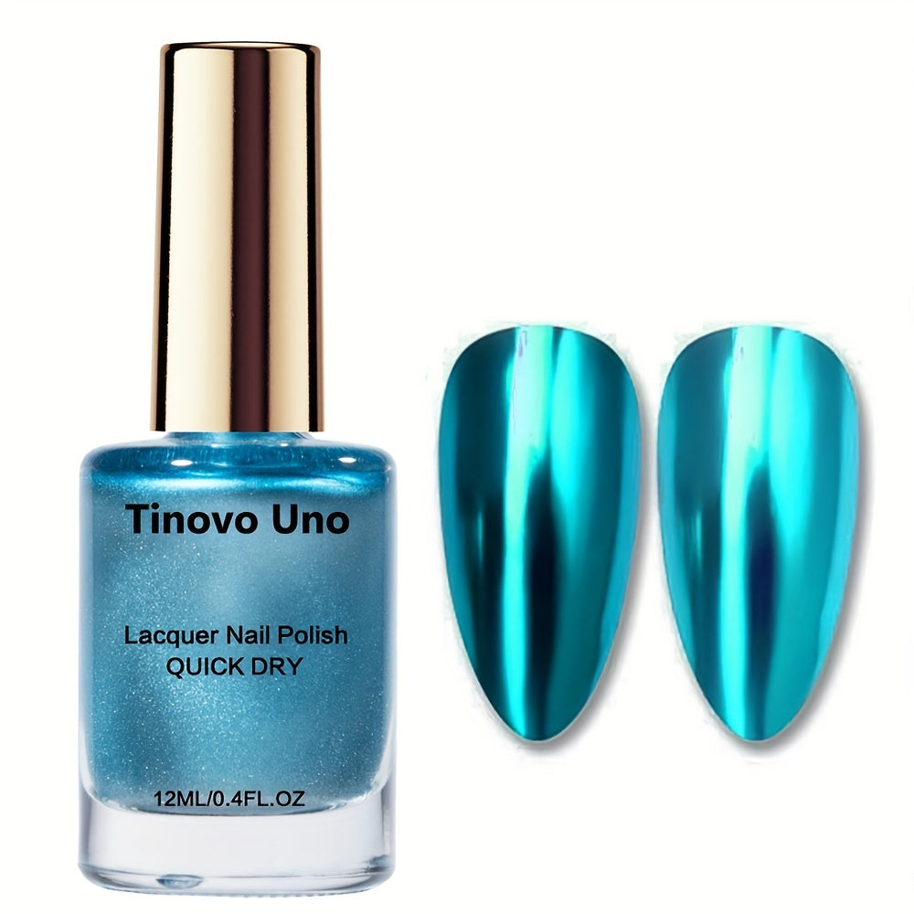 Blue Mirror Finish Metal Nail Polish for Long-Lasting Quick-Dry Manicure