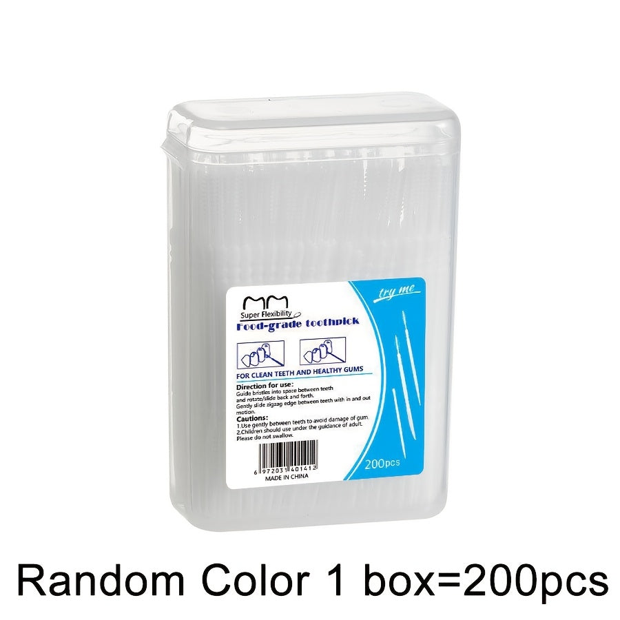 200Pcs Disposable Plastic Toothpicks Dual-Tip for Deep Clean Oral Care