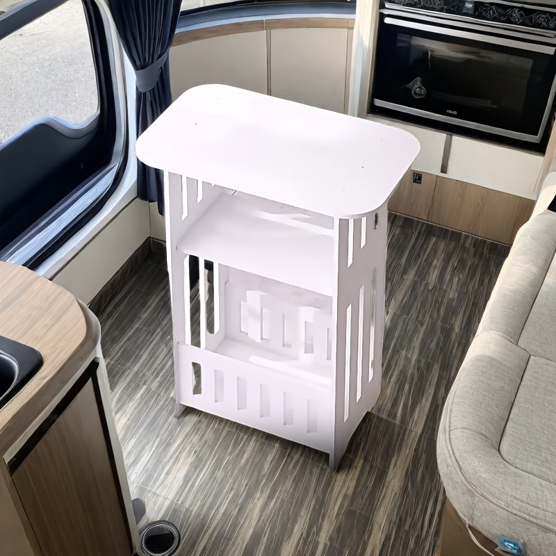 3-qavatli oq yog'och yon stol, yashash xonasi va yotoqxona uchun saqlash javon bilan