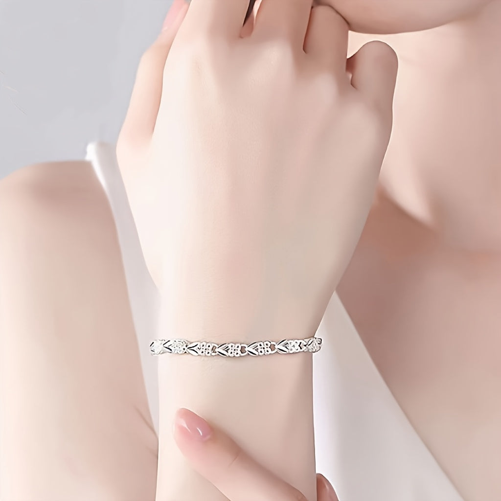 Vintage Style Silver Bracelet for Women Sterling Silver Plated Jewelry Gift