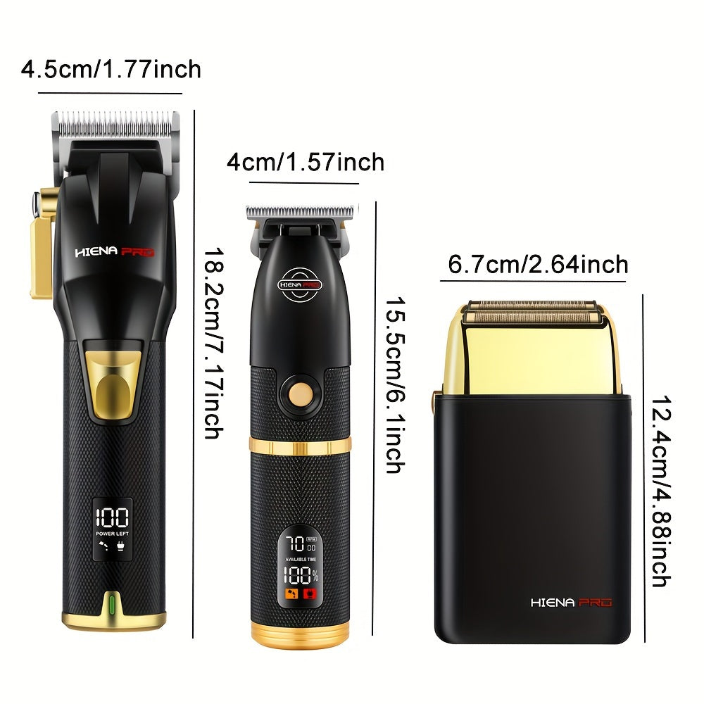 Set de cortapelos profesional con recortadora recargable por USB, pantalla LCD, regalo para hombres