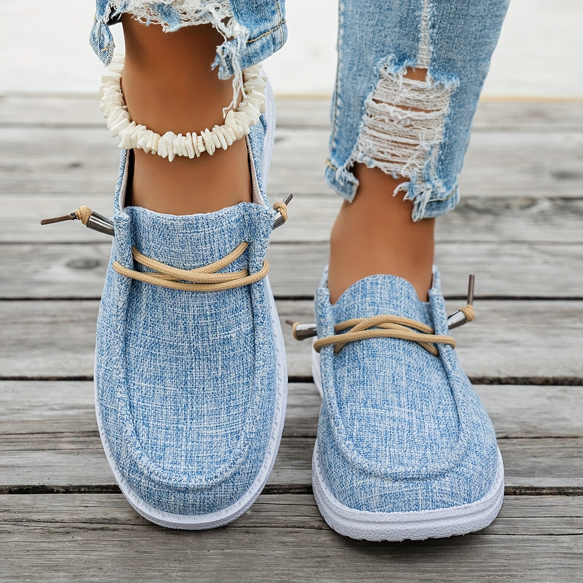 Women's Lace-Up Loafers Flat Casual Slip-On Walking Shoes