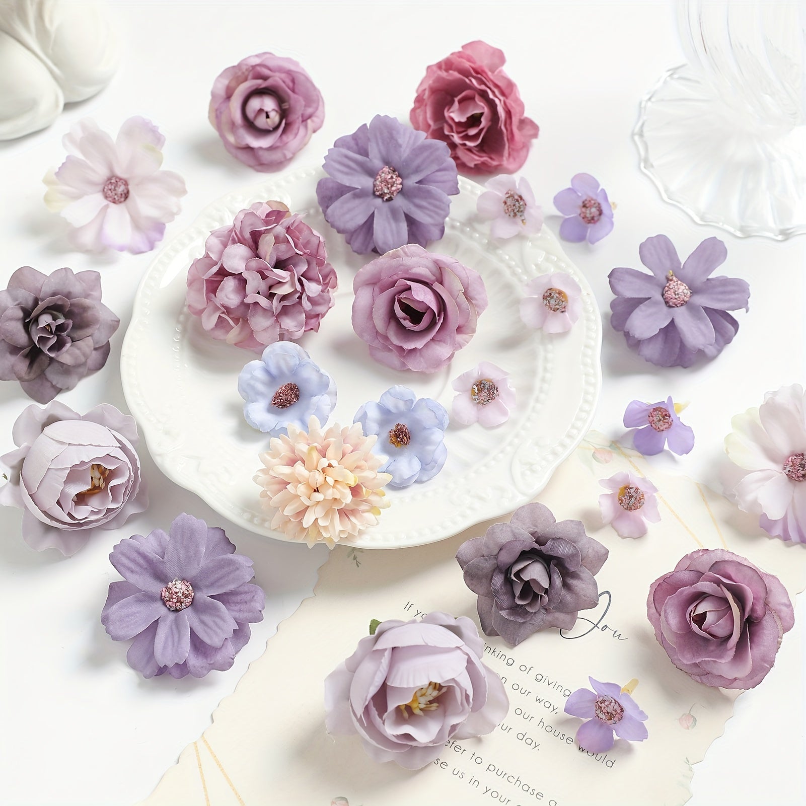 Silk Flower Heads 20 Daisy and Rose for DIY Wedding Party Holiday Decorations