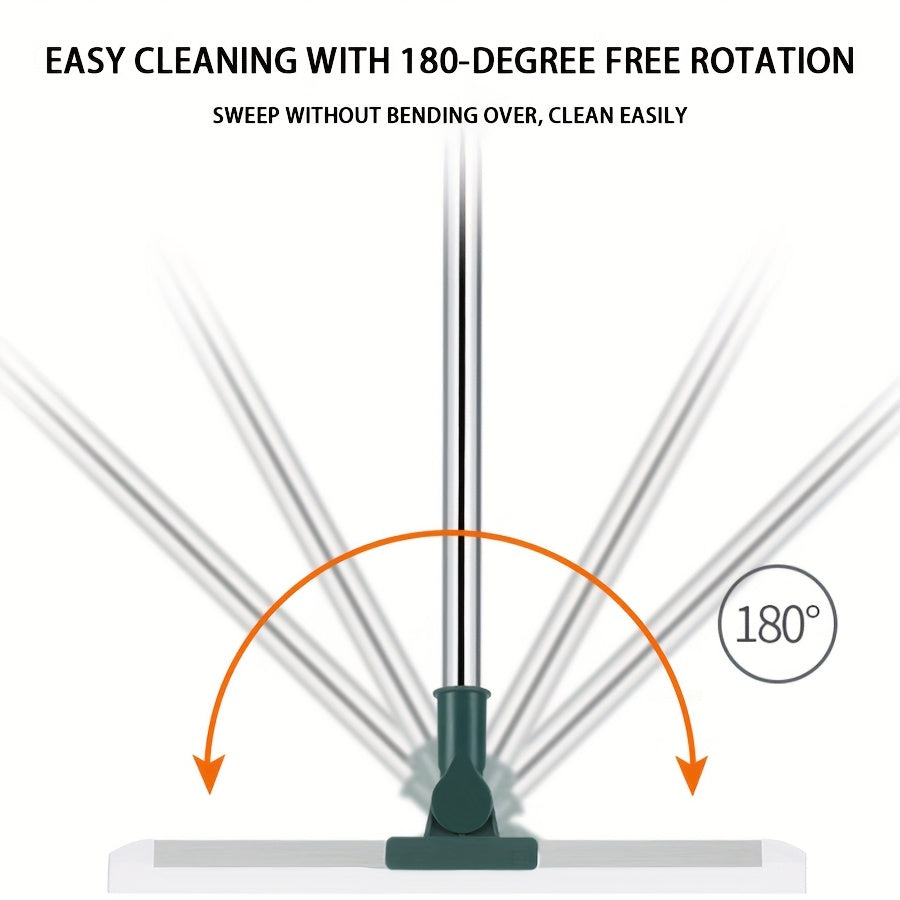 Escoba de silicona con mango extendido, cabezal giratorio, ecológica, versátil