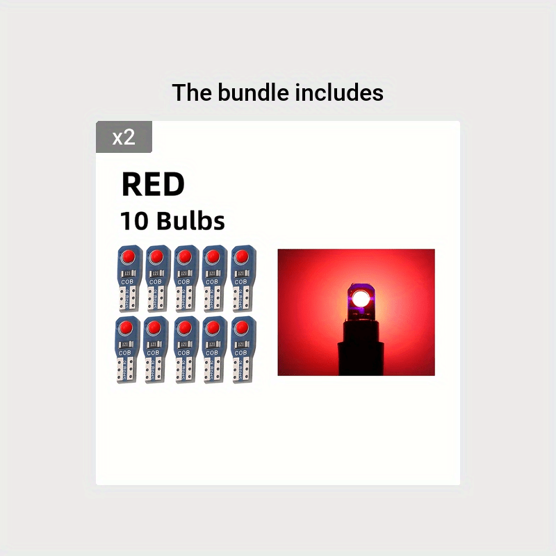 10 Pieces T5 LED Car Dashboard Lights 12V DC Instrument Panel Indicator