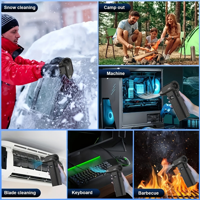 Handheld Portable Turbo Fan with LED Light USB Rechargeable Dust Blower