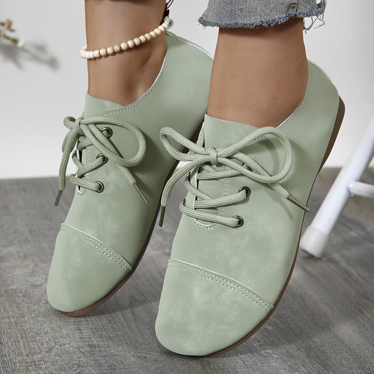 Women's Olive Green Mary Jane Flats Casual Comfortable All-Season Shoes