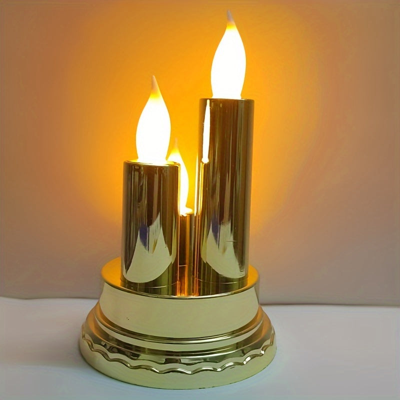 Juego de 3 velas electrónicas sin llama de color dorado para Halloween, fiestas de Navidad, bodas y decoración del hogar