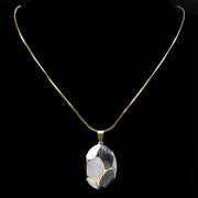 Women’s Enamel Pendant Necklace Geometric Contrast Stainless Steel Chain Jewelry