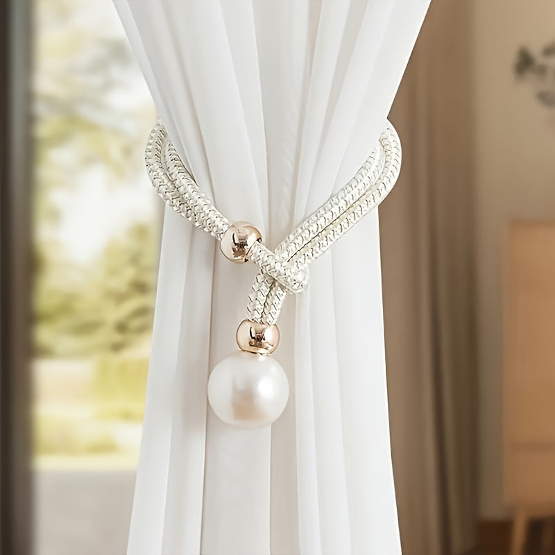 Faux Pearl Curtain Tieback Decorative Holdback for Living Room or Office