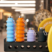 Foldable Water Bottle 500ml BPA-Free Leak-Proof Stainless Steel Lid Portable Carabiner for Travel