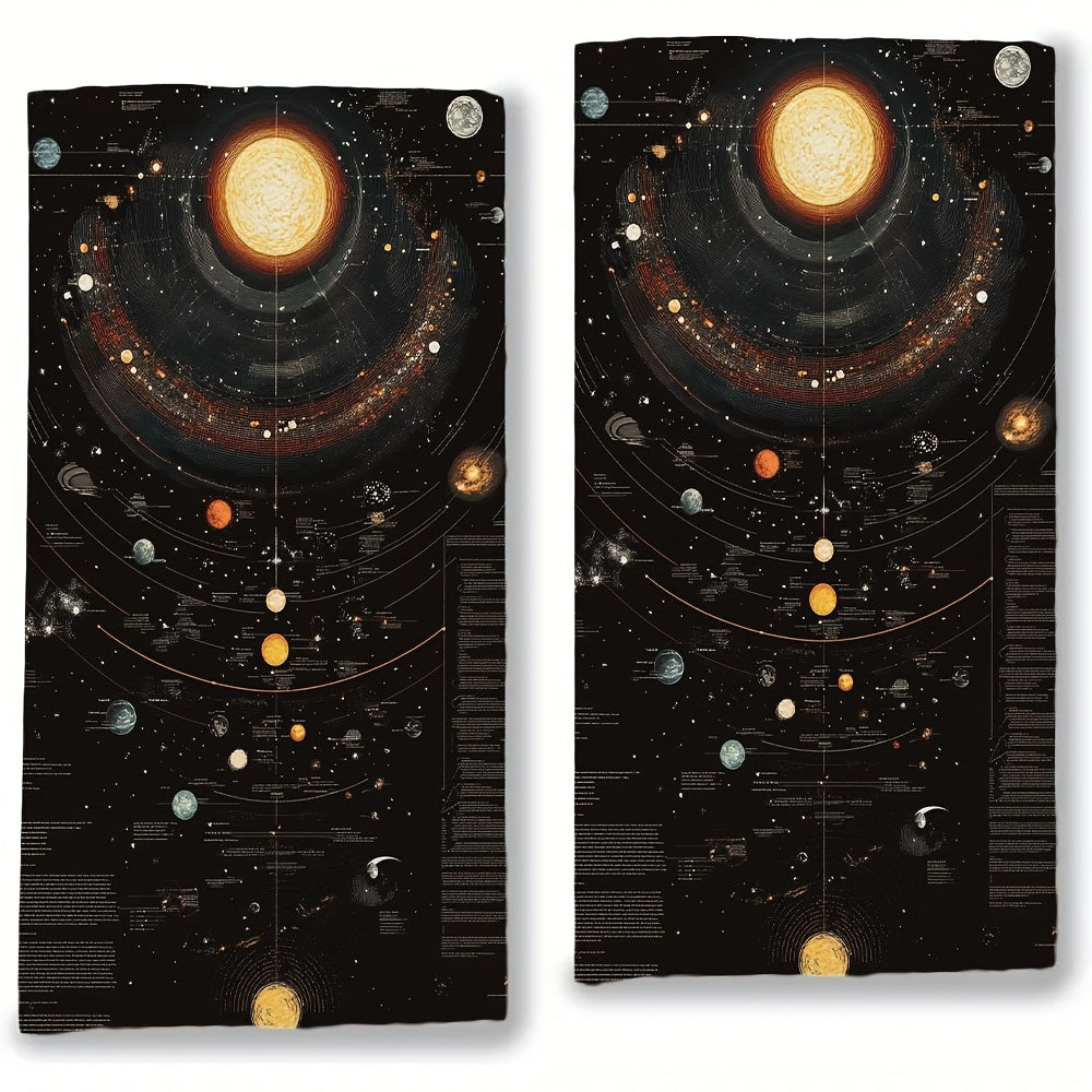 Set of 2 Space Universe Kitchen Towels 16x24 Inches Highly Absorbent Dish Towels