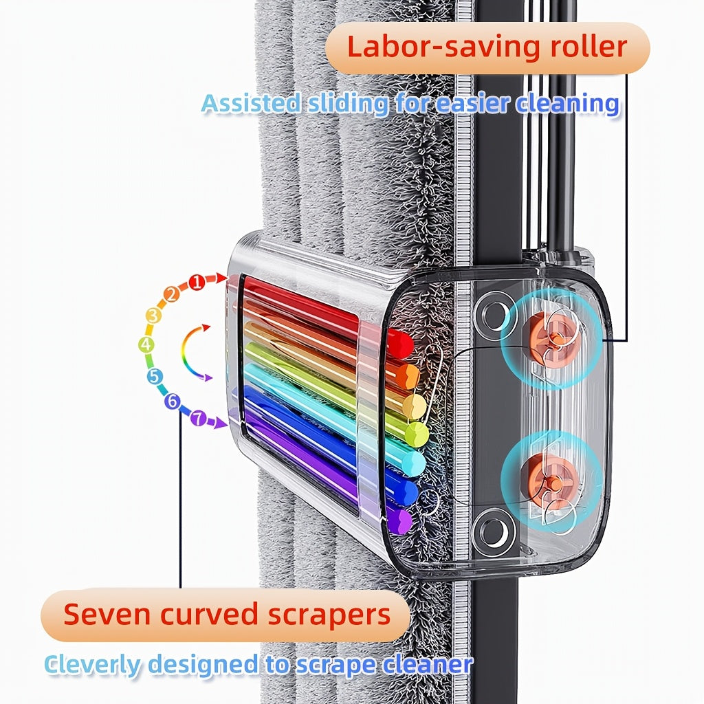 Yomgʻirli tekis mop toʻplami, 4 ta qayta ishlatiladigan mato bilan, yogʻoch, plitka, laminat pol uchun