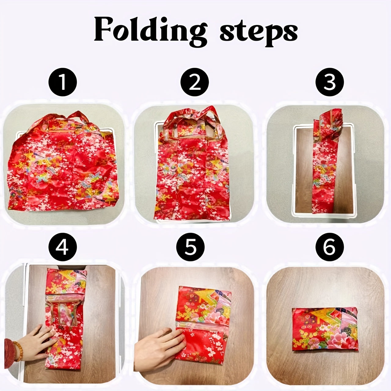 Reusable Foldable Grocery Tote Bag with Flower Oil Painting Pattern and Machine Washable