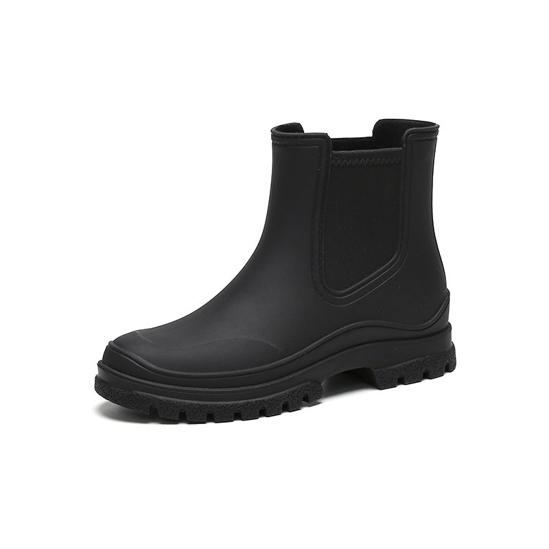 Women's Rubber Ankle Rain Boots Waterproof Slip-On Non-slip Shoes