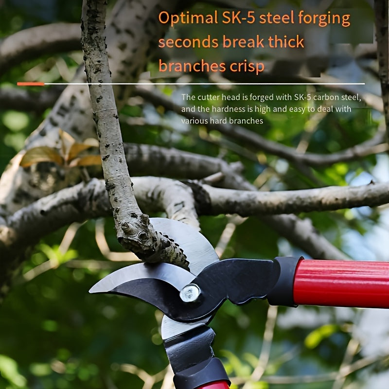 Long-Handle Pruning Shears with SK-5 Carbon Steel Blades for Thick Branches