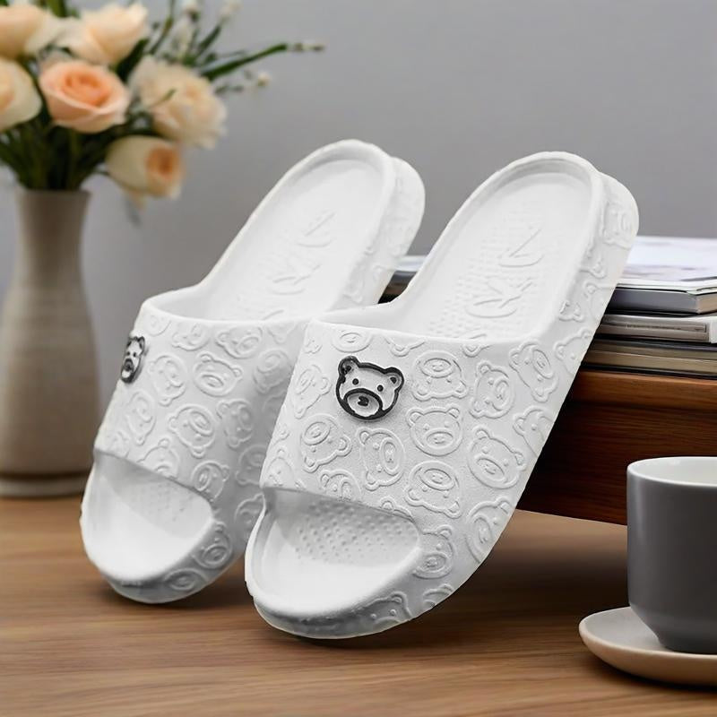 Ayollar uchun EVA slaydlar, sirpanishga qarshi ichki va tashqi uy choyshablari, qora va oq aksentlar