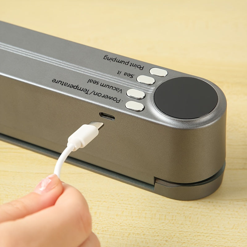 Compact USB rechargeable vacuum sealer for kitchen and picnics