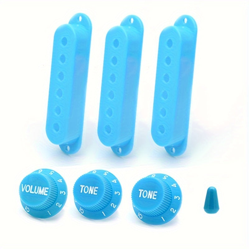 Set of 3 Plastic Electric Guitar Pickup Covers with Volume and Tone Knobs for 48/50/52mm Single Coil