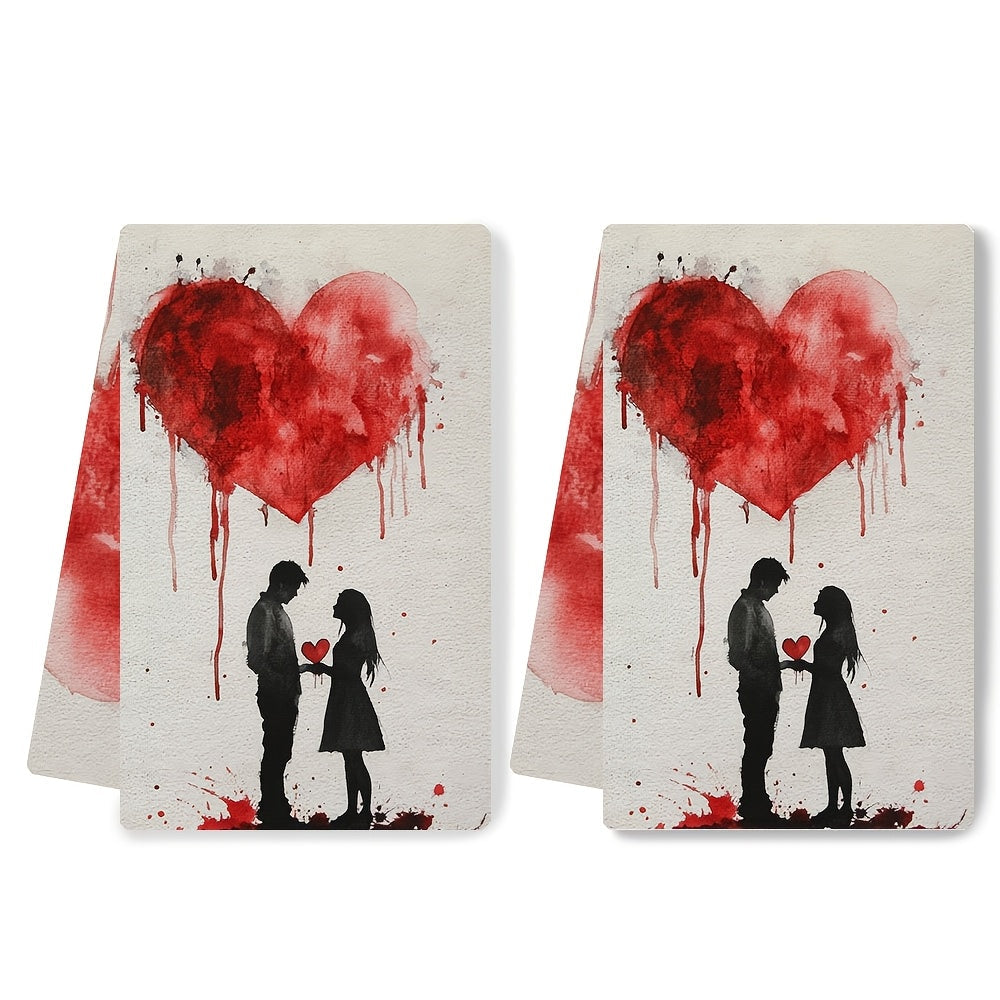 Set of 2 Ultra Soft Kitchen Towels 16x24 Inches Highly Absorbent Dish Towels