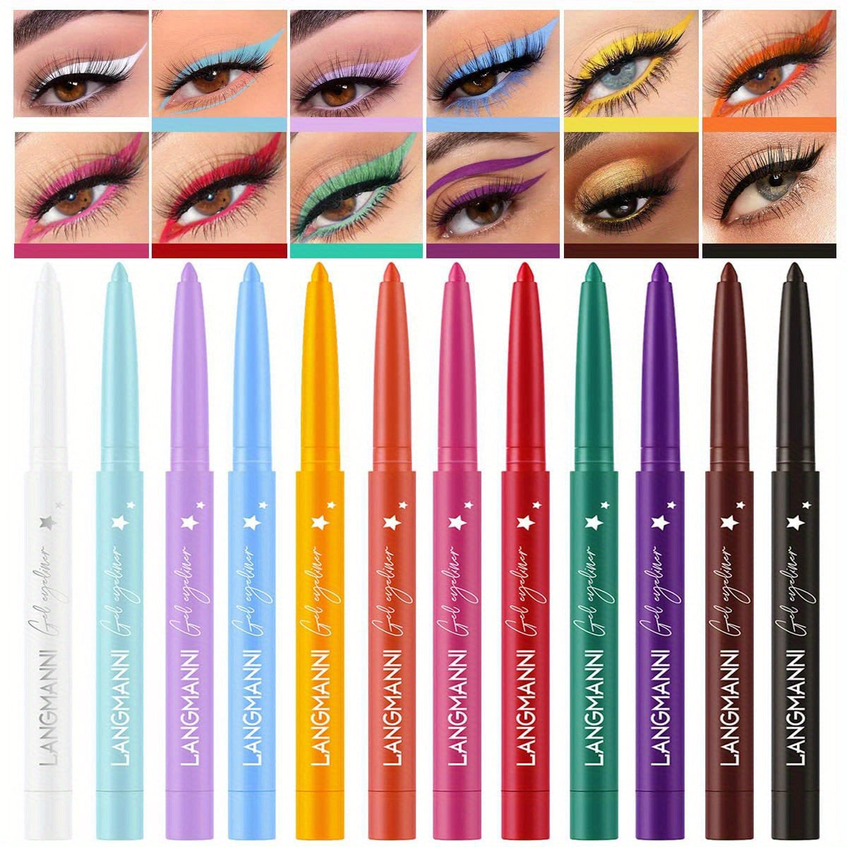 Set de delineadores de ojos mate cremosos para mujer, 12 colores, de larga duración, a prueba de manchas