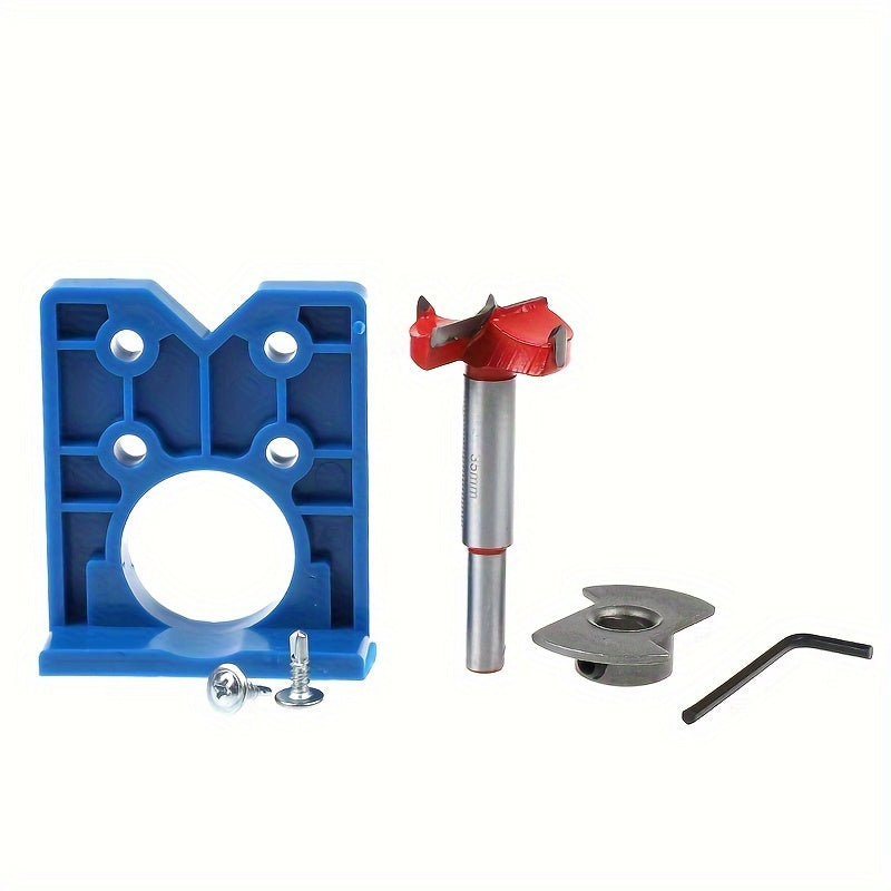Adjustable Hinge Drill Guide Clamp with 35mm Woodworking Bit for Cabinet Doors