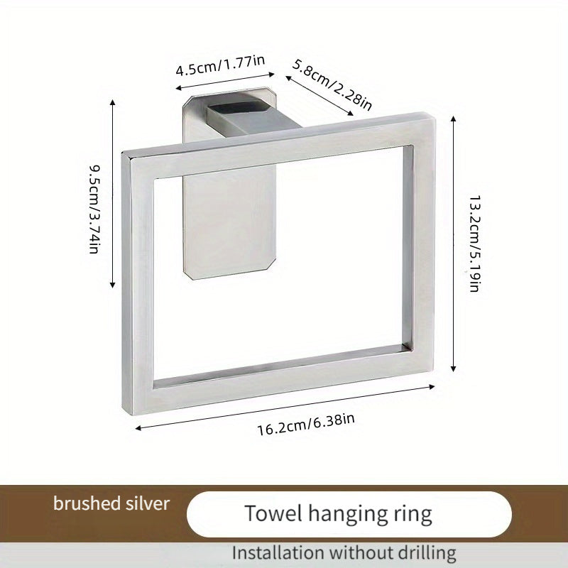 4-Piece Stainless Steel Kitchen and Bathroom Hanging Rack Set No-Drill Wall Mount