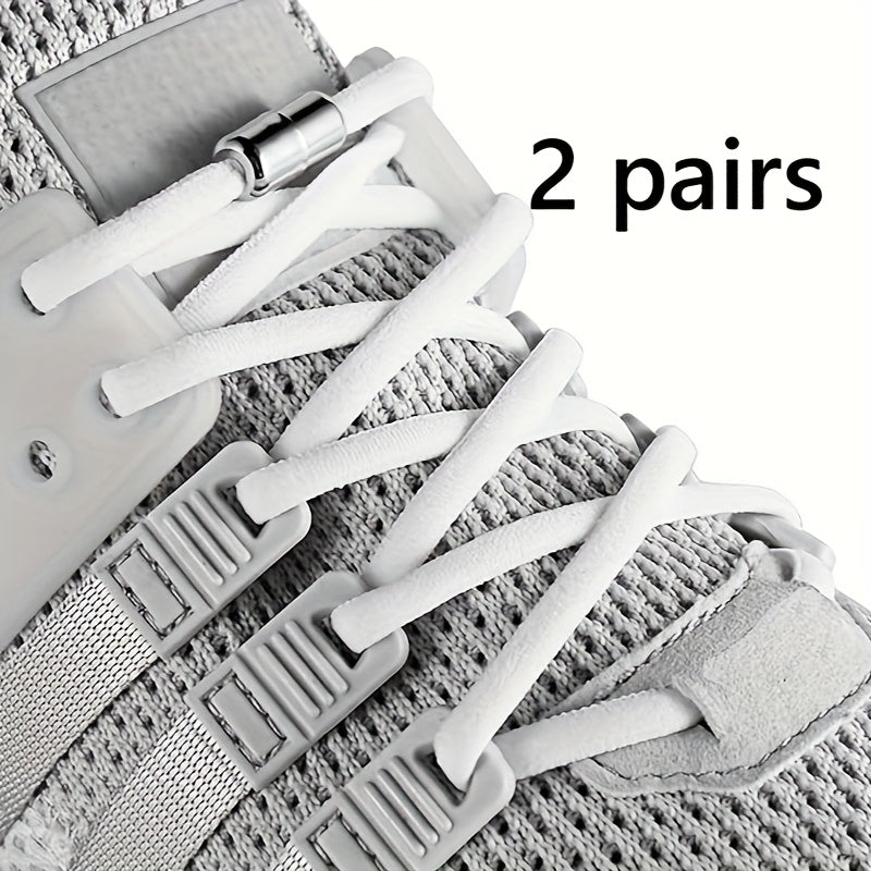 Unisex Elastic No-Tie Shoe Laces with Metal Locks, Washable, Secure Fit
