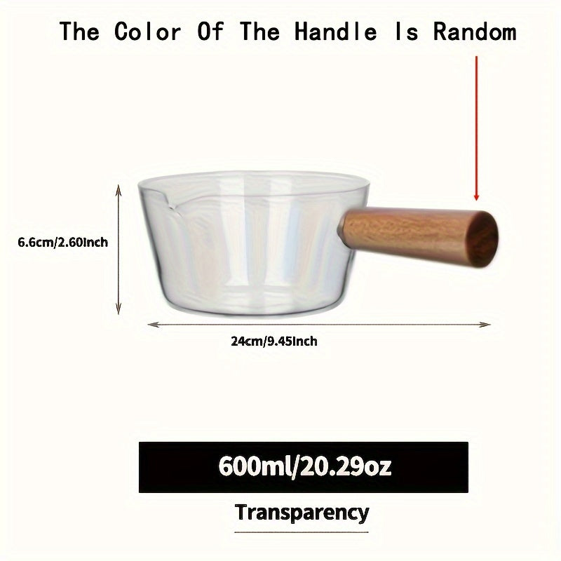 Glass Cooking Pot with Handle 13.5oz 20oz Non-Stick Borosilicate for Gas Stove