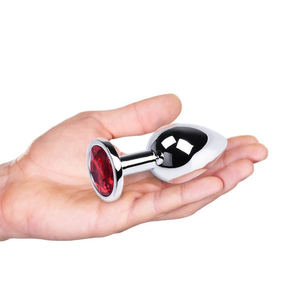 Red Gem Base Metal G-Spot Anal Plug for Adults