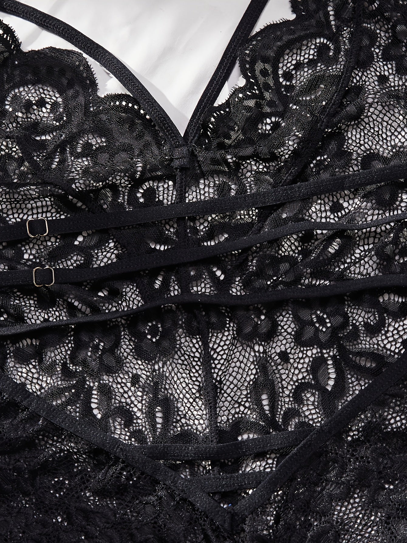 Women's Floral Lace Halter Teddy Bodysuit Open Crotch Backless Strappy Lingerie