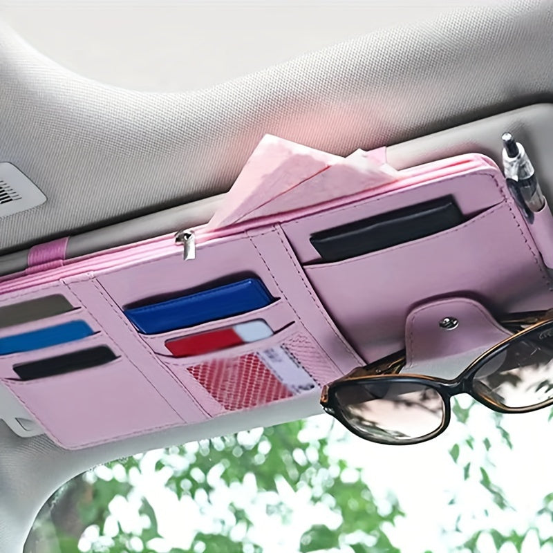 Car Sunshade Storage Box Womens Multi-Use Card and Glasses Organizer