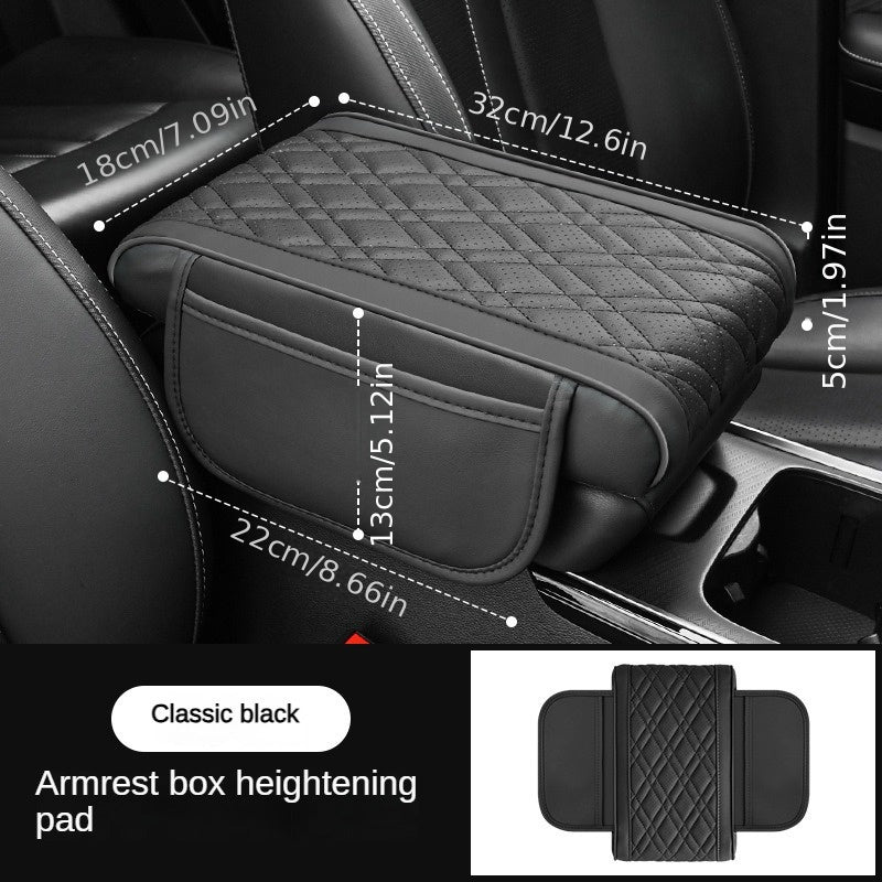 Car Armrest Cover Leather-Style Quilted Storage Pad for Cars