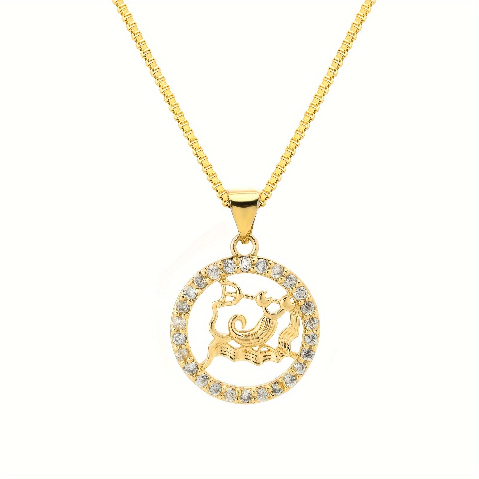 12 Constellations Pendant Necklace Gold Plated Zodiac Jewelry for Men Gift