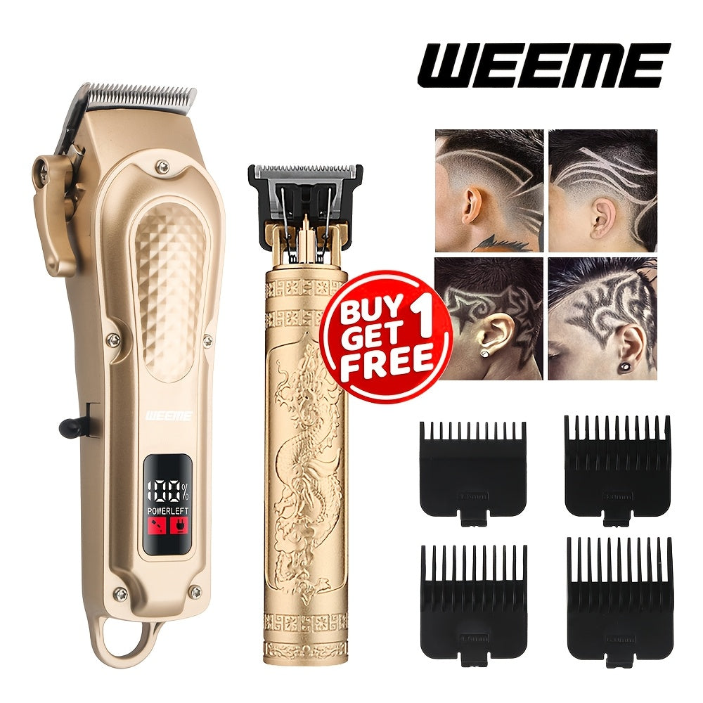 Kit de corte de cabello para hombres, recortadora de cabello con carga USB, con pantalla LCD, recortadora, afeitadora y recortadora en forma de T