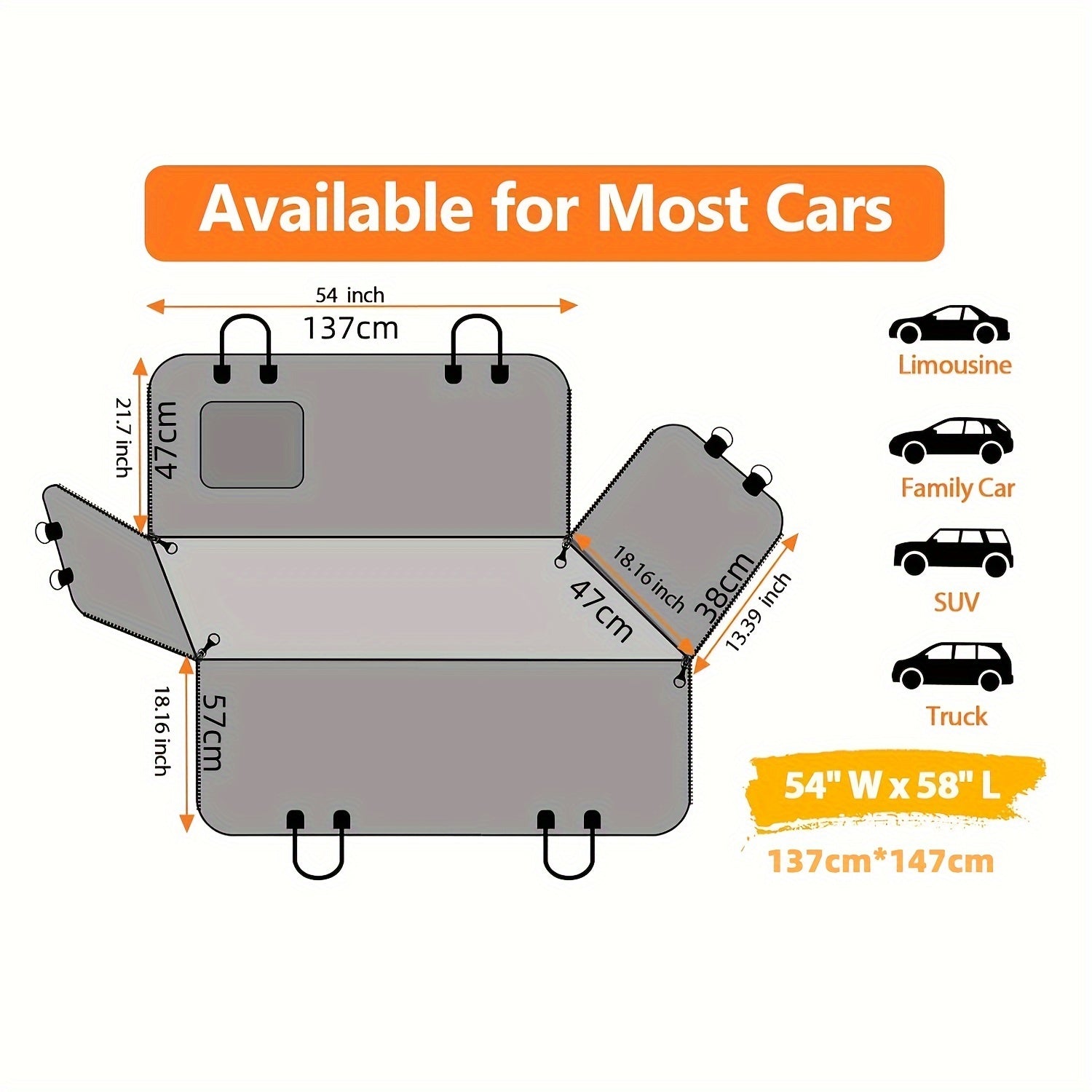 Waterproof Dog Car Seat Cover with Non-Slip Rear Protection and Pockets