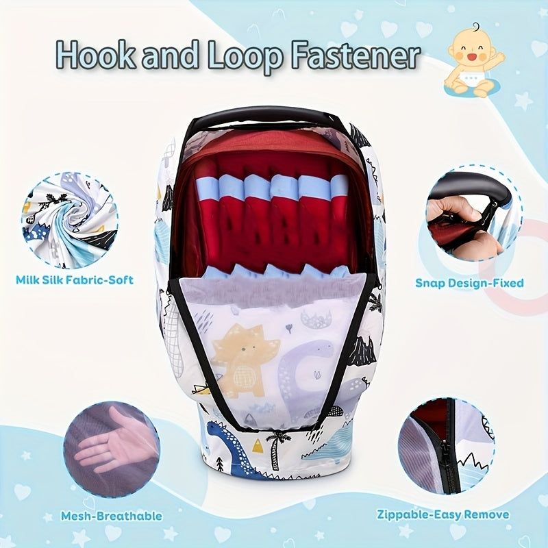 Fundas de asiento de coche transpirables con ventana de visualización, fundas de lactancia elásticas para todas las estaciones