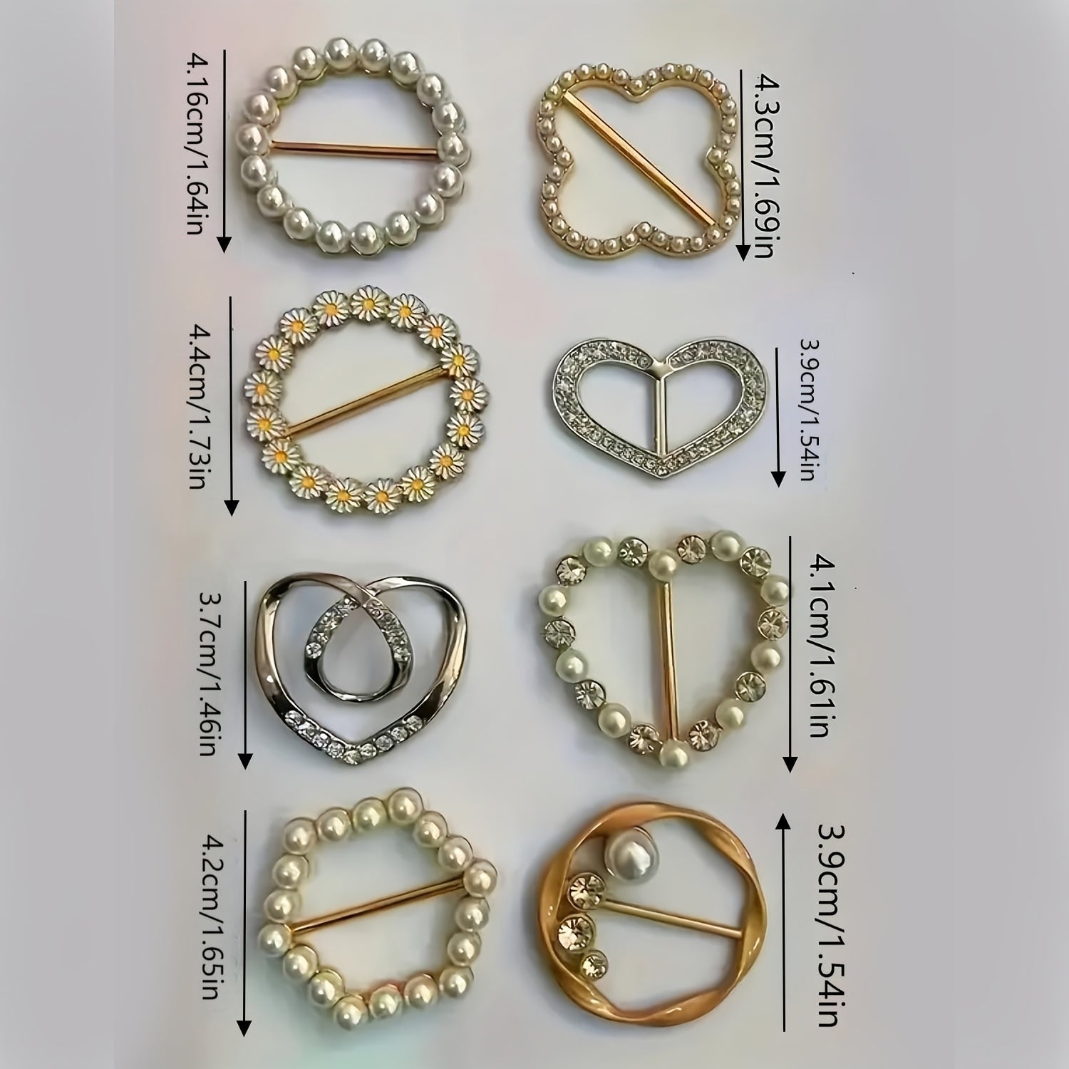 Elegant Alloy Heart-Shaped Brooch Pin with Faux Pearl and Rhinestones for Women