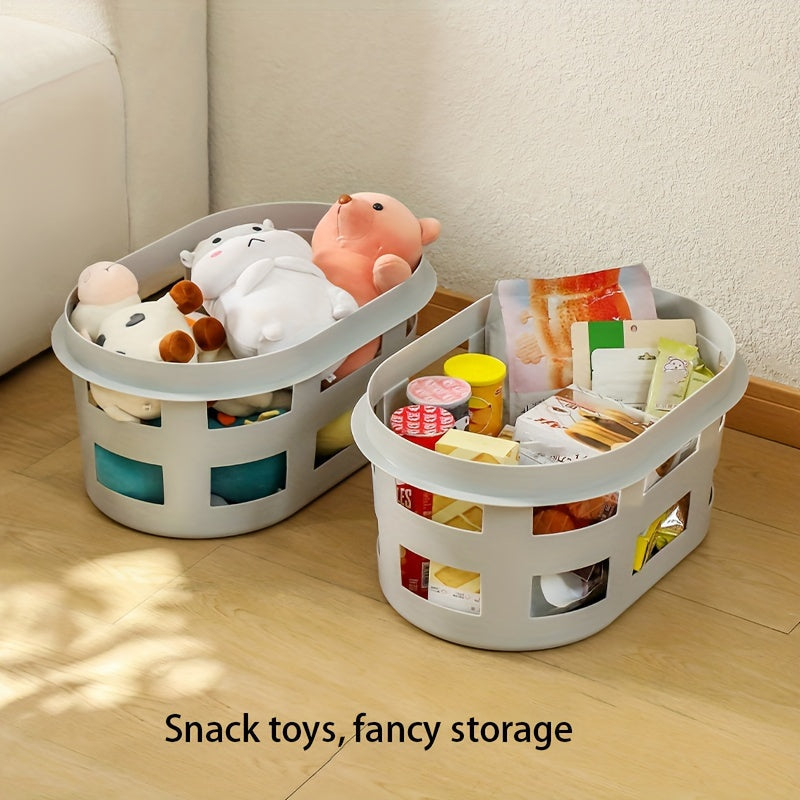 Large Capacity Plastic Laundry Basket with Multiple Compartments for Clothes and Toys