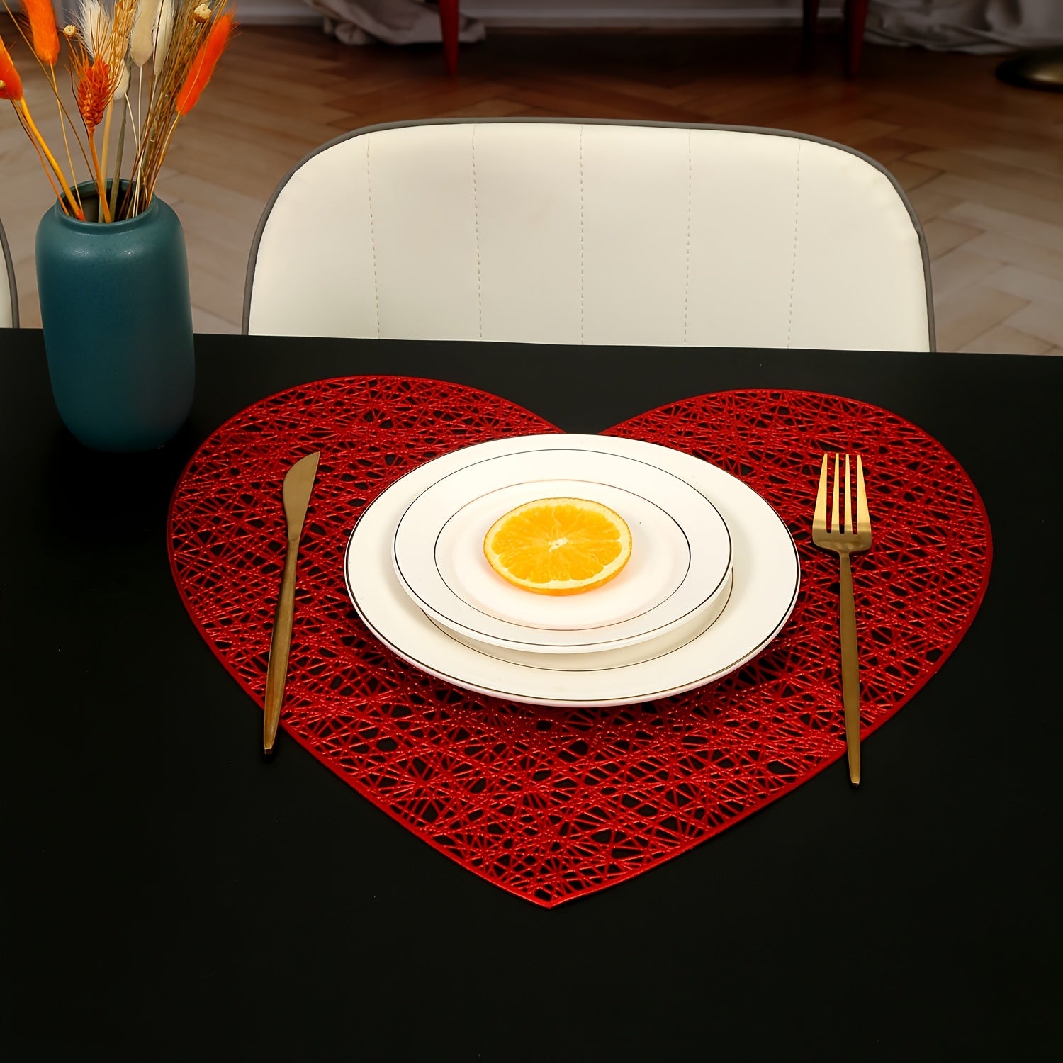 Valentine's Day Tableware Placemats for Restaurant and Hotel Dining Sets of 2 4 6 8 Heat Insulation Anti-Slip