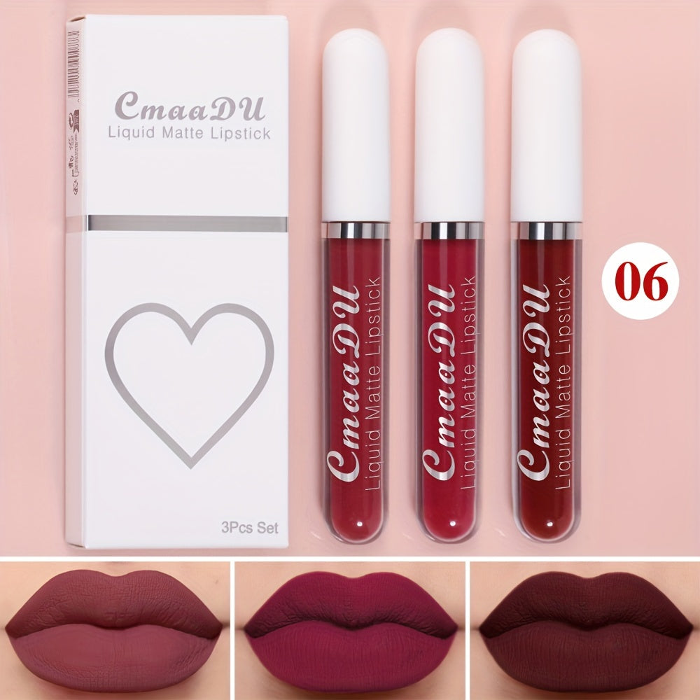 Set de labiales líquidos mate para mujer, a prueba de agua y de larga duración en tonos rojos