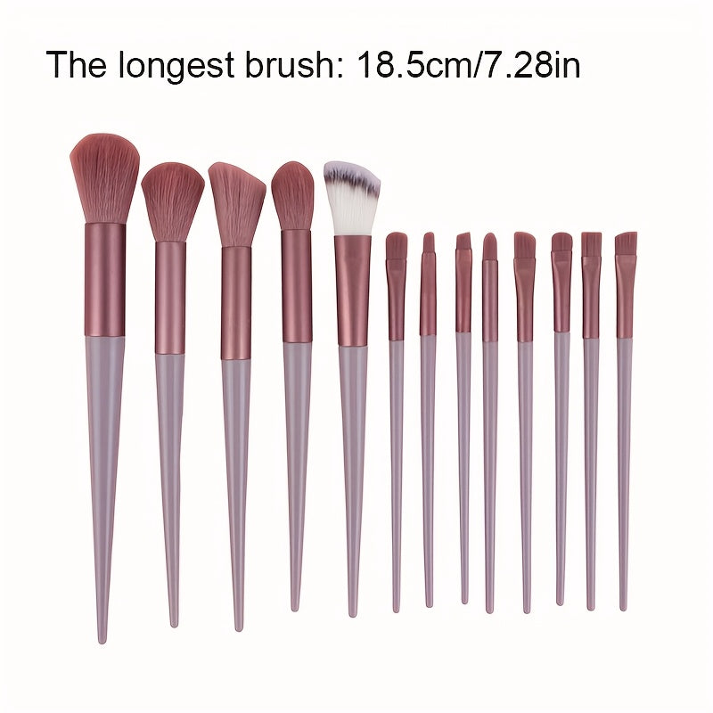 Women 13pc Makeup Brush Set Synthetic Bristles Travel Pouch All Skin Types