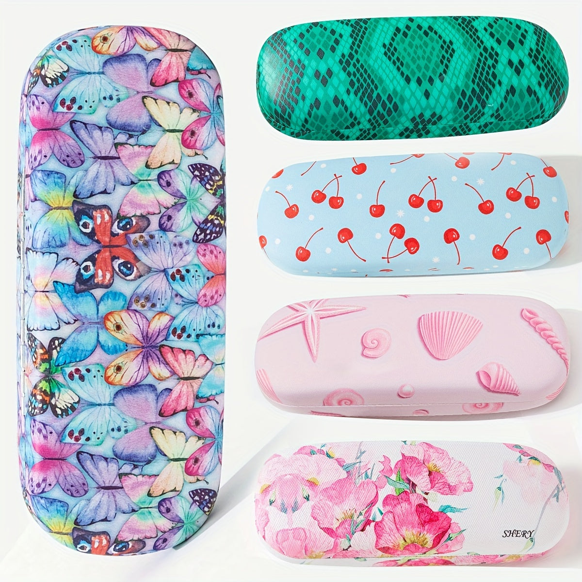 Pink Glasses Case with Flower Painted Design for Women Durable and Portable