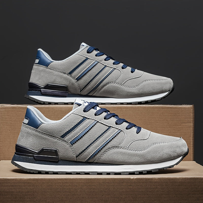 Men's Casual Sneakers All-Season Low Top Lace-Up PU Fabric Solid Color Street Style