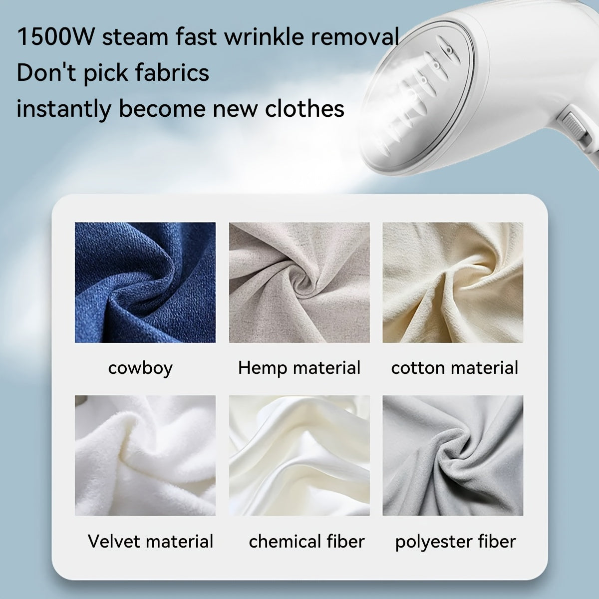 Handheld Fabric Wrinkle Remover, High Power, Easy to Use, Compact Ironing Machine