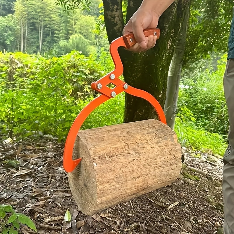 Durable 50.8cm Log Tongs with Anti-Slip Handle for Moving Wood Up to 49.9 KG Orange