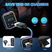 Car MP3 Player FM Transmitter with Dual USB Type-C Quick Charge Wireless Car Charger