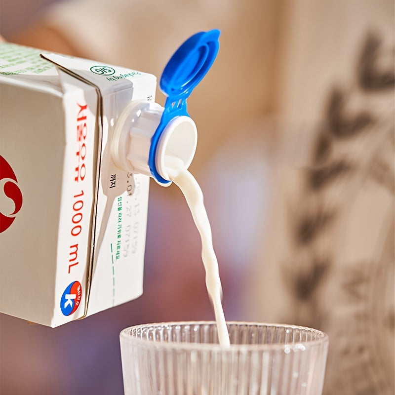 Dos piezas de boquillas vertedoras de leche a prueba de derrames con tapas para almacenamiento en la cocina